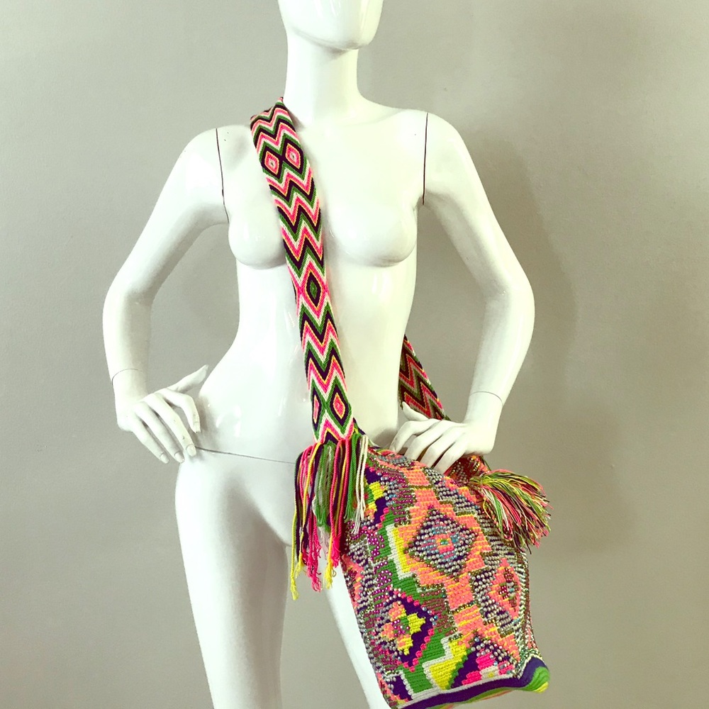 Crocheted bag with Swarovski crystals